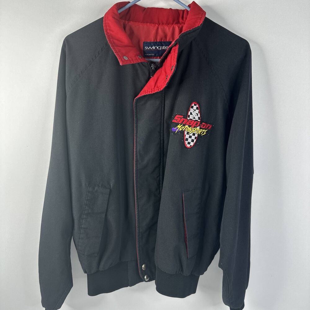 Vintage 90’s Swingster Mens Large Snap-On Racing Black Red Jacket US Racing